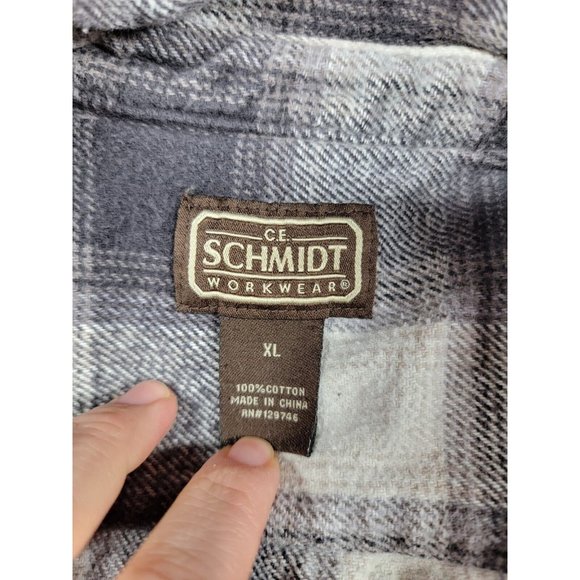 Schmidt Shirt Men‎ XL Plaid Heavy Flannel Button Down Up Long Sleeve Shacket - Picture 5 of 7